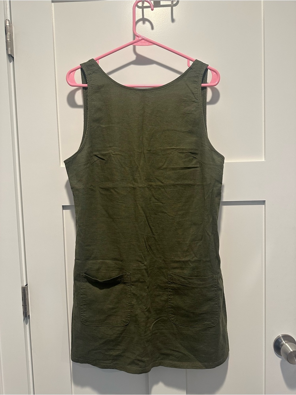 Urban Outfitters Olive Green linen Sleeveless Mini Pinafore Dress
